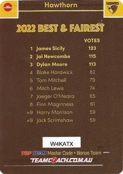 2023 AFL TeamCoach - Best & Fairest Gold #BF-10 James Sicily/Jai Newcombe/Dylan Moore Back